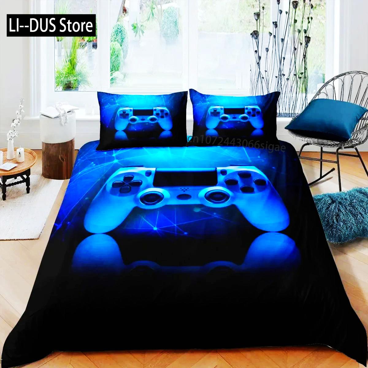 Monika Chen Unisex Gaming Bedding Set Game Bed Cover 135 For Adults Boys Soft Microfiber Modern Gamepad Duvet Cover Decorative With Pillowcase