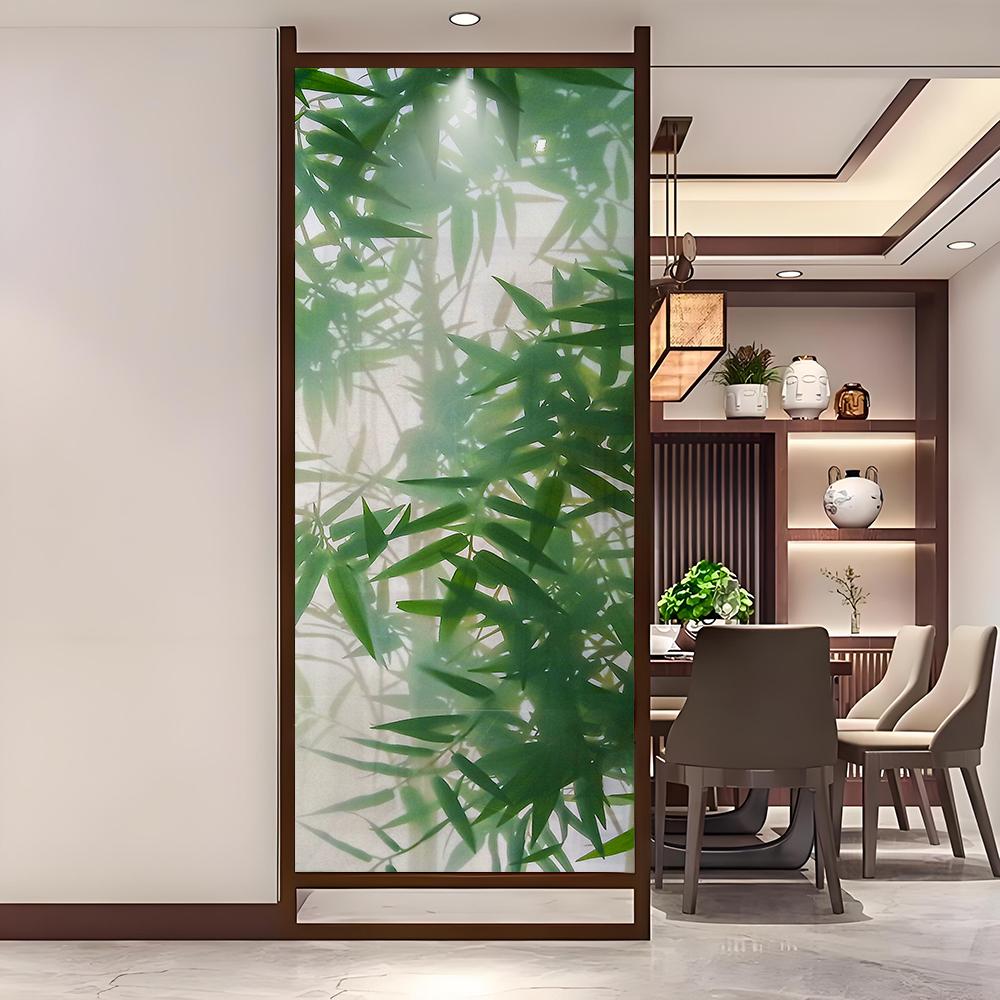 Privacy Window Film Plant Style Decorative Static Cling Window Film Stained Glass Window Sticker for Home Decor 40