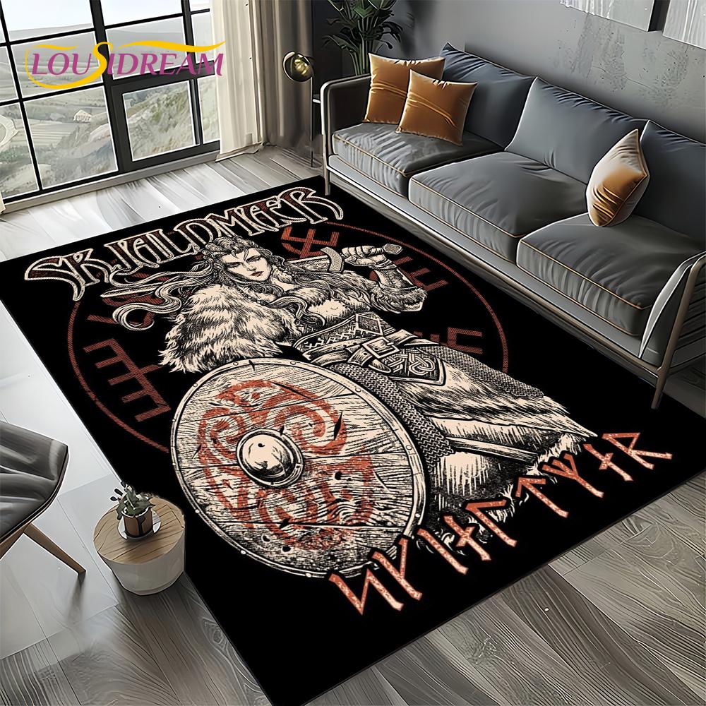 Odin Viking Symbol Valknut Nordic Valhalla Carpet Rug for Living Room Bedroom Home Sofa Decoration,Area Rug Non-slip Floor Mat