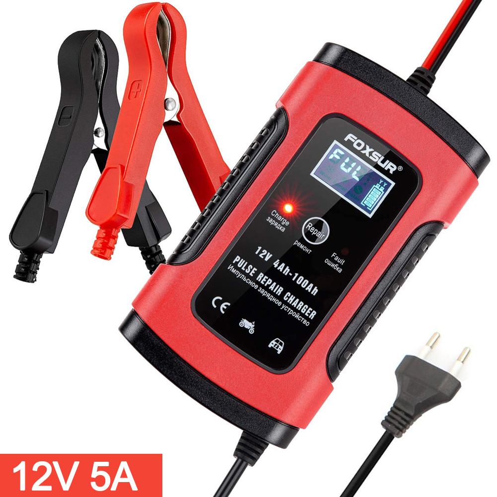 

FOXSUR 12V 24V 8A Automatic Battery Charger 3-stage Pulse Repair Digital Battery Maintainer For GEL AGM Wet Calcium -Acid