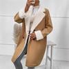 Winter New Suede Shearling Spliced Mid-Length Coat Loose Double Breasted Thick Warm Overcoat