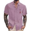 Men's Vintage Button Down Bowling Shirts Short Sleeve Summer Beach Shirt