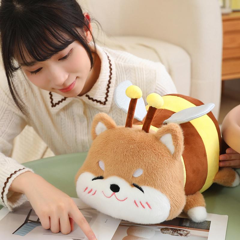 35/50cm Creative Bee Capybara Shiba Inu Dog Plush Toys Cartoon Stuffed  Soft Dolls Pillow Girlfriend Birthday Gifts Room Decor