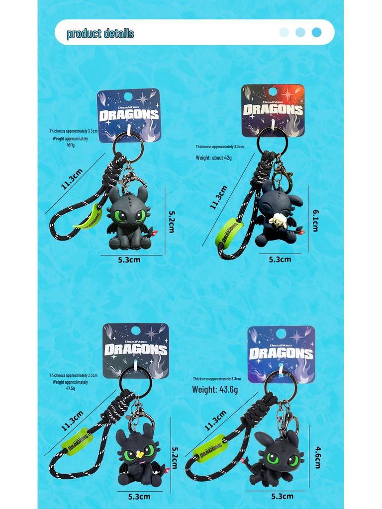 Originální 3D přívěsek na klíče s figurkou Bezzubky - Roztomilý dárek pro přátele