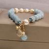 Natural Aquamarine Bracelet, a Stylish And Elegant Design for Women, Featuring a Unique Chinese-Style Accessory with a Bag Charm