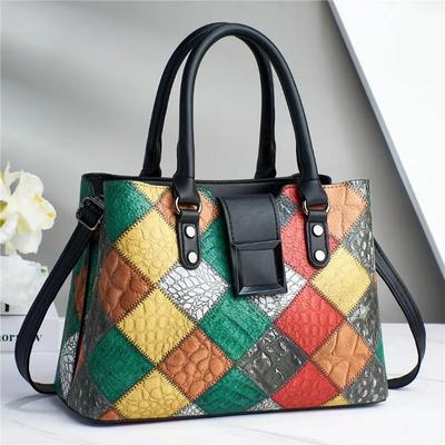 Large Capacity Tote Bag  New Women's Bag Geometric Pattern Color Women's Handbag High-quality Women's Shoulder Crossbody Bag