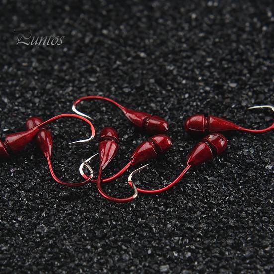 Long Lasting Fishhooks 50Pcs Red Fishing Hook Heavy Duty Metal 45 Degrees Sharp Durable Barbed Freshwater Saltwater Bass Perch Accessories Hooks