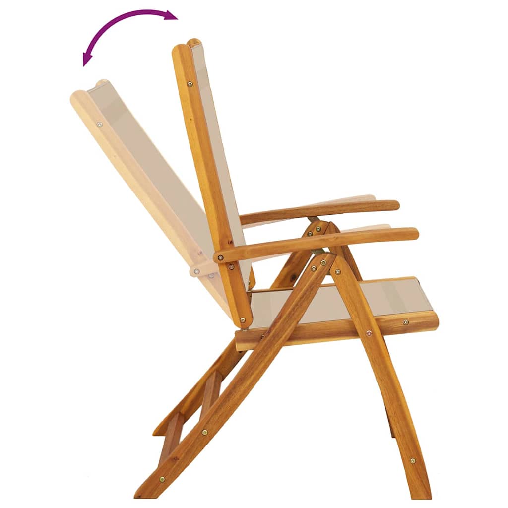 Vidaxl Folding Garden Chairs, 2 Pcs., Acacia Wood and Textilene