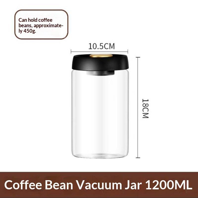 Coffee Bean Storage Container Compact Airtight Press-Down Vacuum Sealed Glass Jar for Small Apartment Kitchen Use