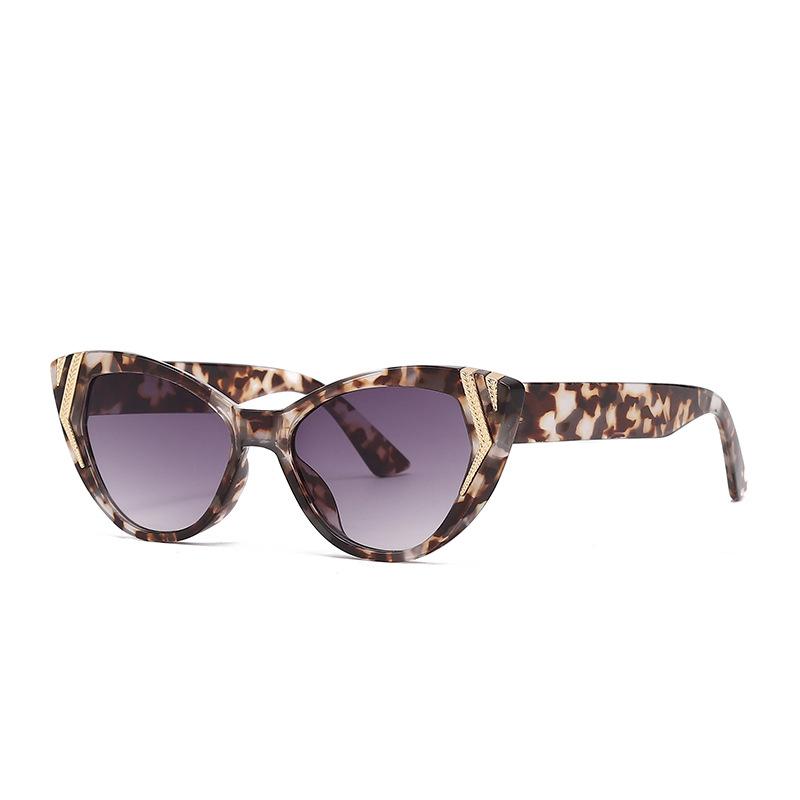 New Luxury Leopard Gradient Cat Eye Women Sun Glasses Retro Golden Frame Decoration Design Trendy Men Sun Glasses UV400