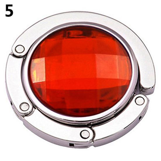 

Складна вішалка для сумки, зручний настільний гачок, круглий тримач зі стразами червоний