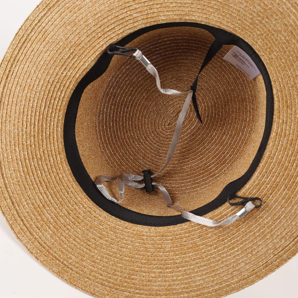 Straw hat woman summer British retro flat top shopping top hat shading sun protection beach hat travel tide summer
