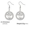 Tree of Life Women's Earrings Stainless Steel Gold Clear Zircon Round Pendant Dangle Earring Amulet Jewelry Gift
