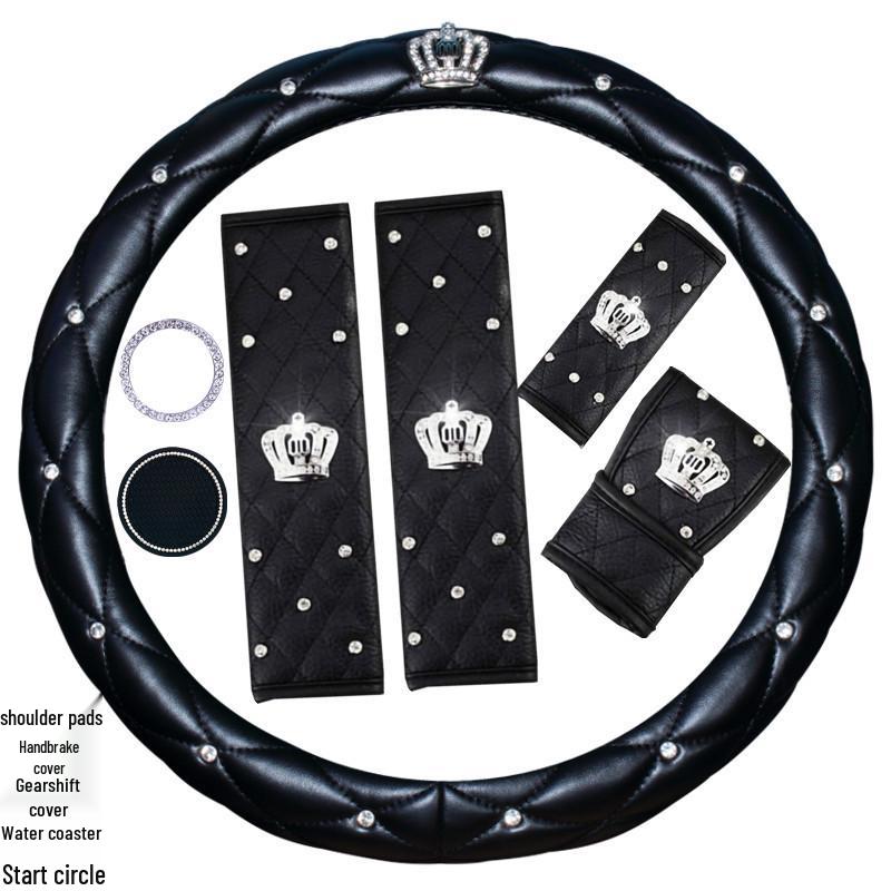 Rhinestone Car Seat Belt, Handbrake & Gear Shift Knob Protector Set