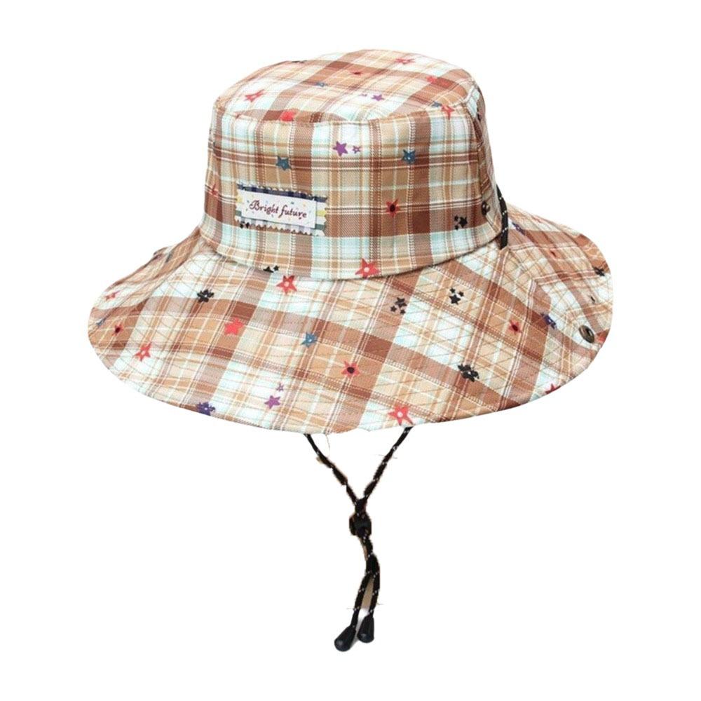 Sun Protection Plaid Fisherman Hat Wide Brim Sunscreen Bucket Hat Casual Women Sun Hat  Travel