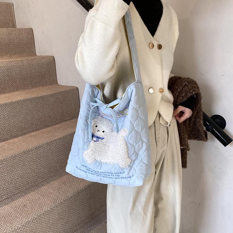 Cotton Clothes Bag Women's Large-capacity New Autumn and Winter Leisure Shoulder Messenger Bag Class Commuter Tote Bag