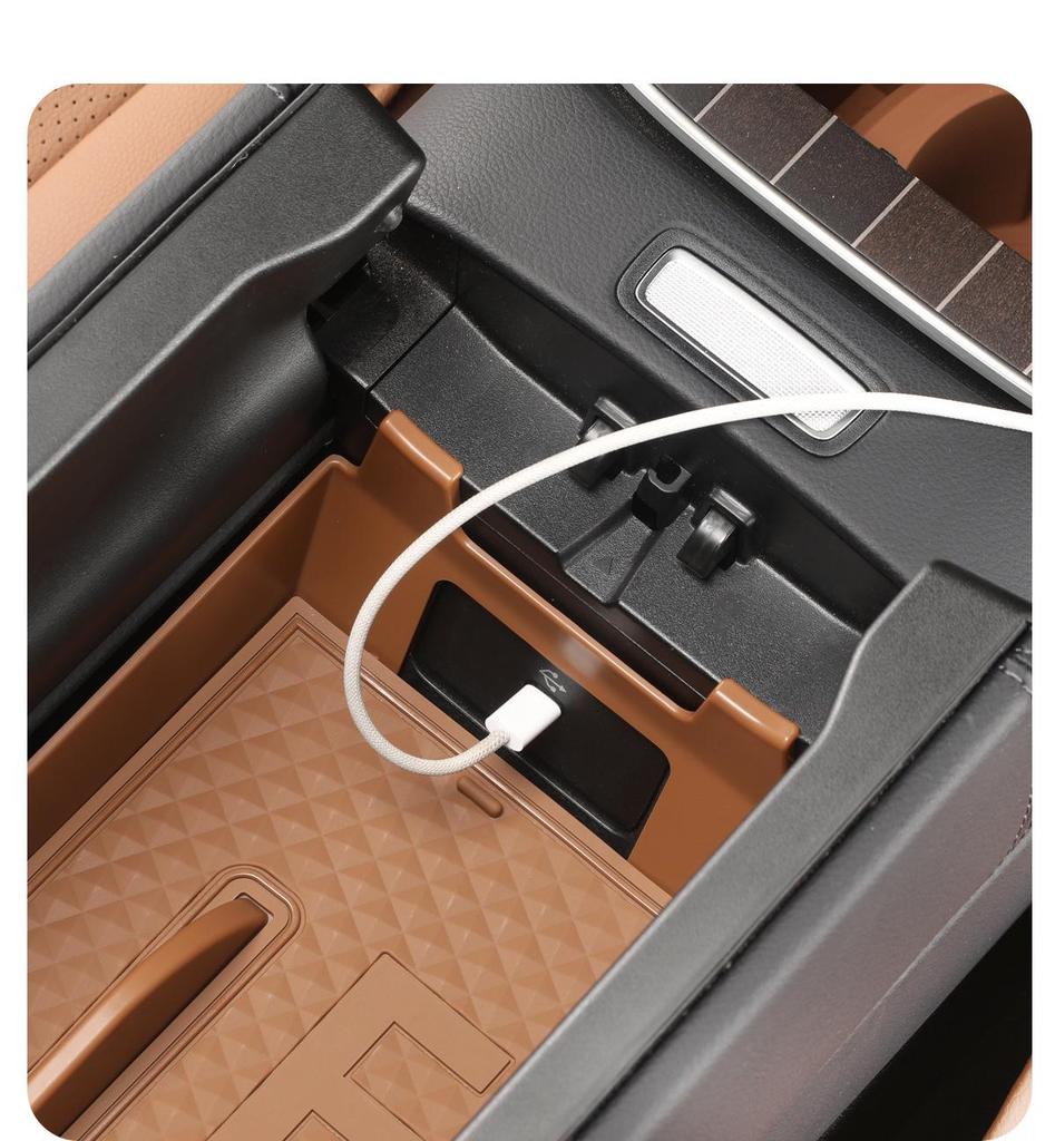 Storage Organizer for Mercedes-Benz GLC260, New C/E-Class, and E300L Center Console Armrest.