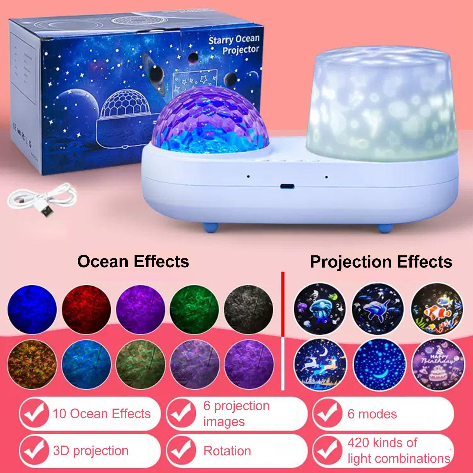 Twinkle star light projector for, ocean projector and night light with water effect, plug into the bedroom light projector