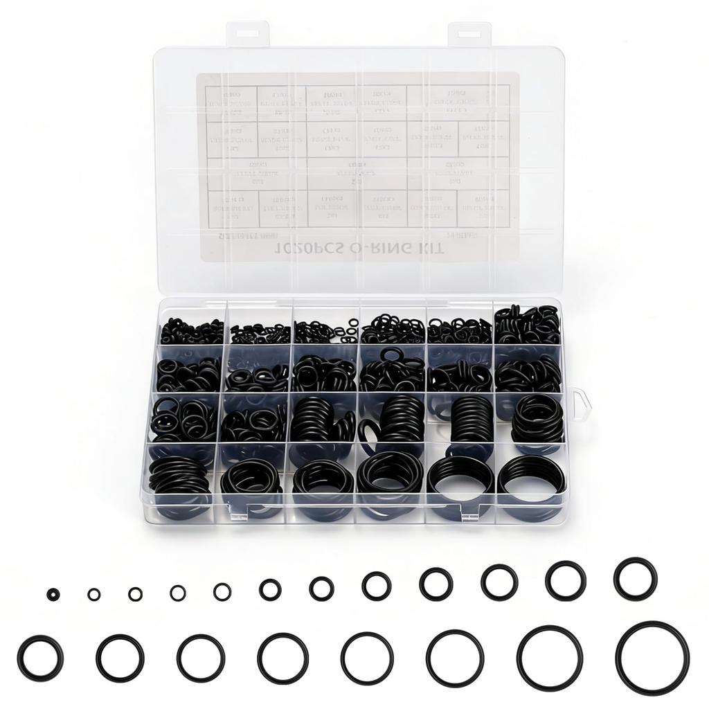 250pcs Rubber O Ring Assortment Kit, 15 Sizes Black O-Rings Kit, Assorted Sealing O Rings Gaskets Washers Seals Set for Faucet Plumbing Automotive Car