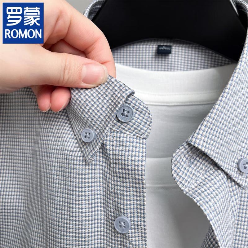 ROMON Men's Short-Sleeve Linen Blend Quick-Dry Business Casual Shirt