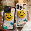 Phone Case: 2D flat design suitable for iPhone 18 17 16 15 14 13 Pro protective case, yellow smiley face, perfect Christmas and Halloween holiday gift