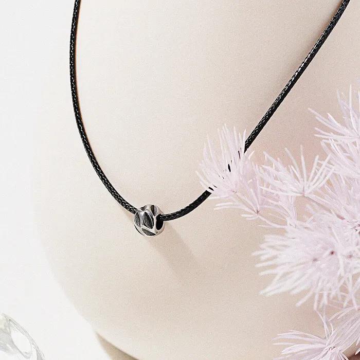 Antique Curve Cut Ball Pendant String Necklace (C2503-AN964_BK)
