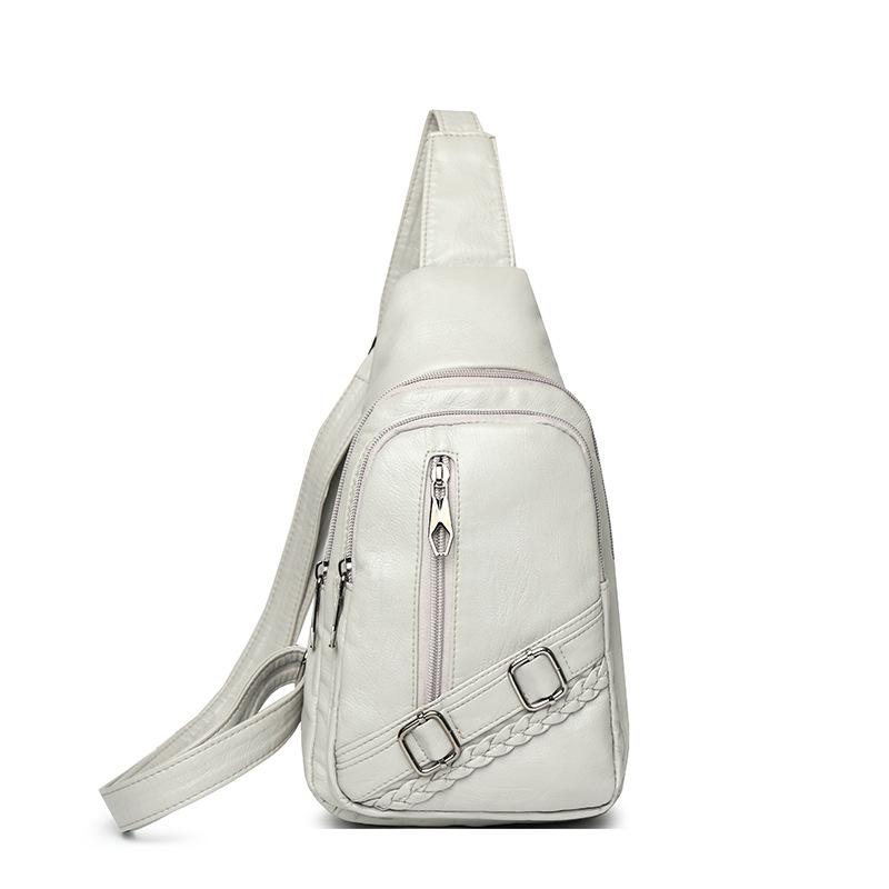 Breast Bag Women's Casual Shoulder Messenger Bag Sports Fashion Washed Soft Leather Chest Bag