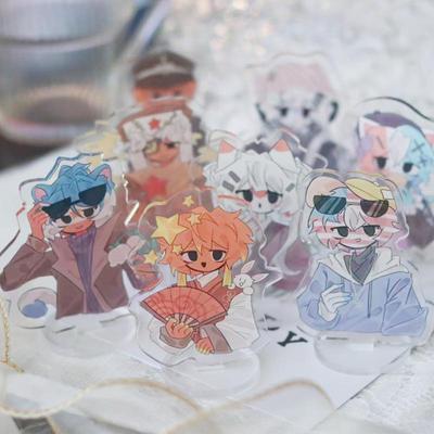 Countryhumans Porzellan-Aufsteller: Amerika, Korea, England, Frankreich—Neon-Serie Schülermodellfiguren-Set