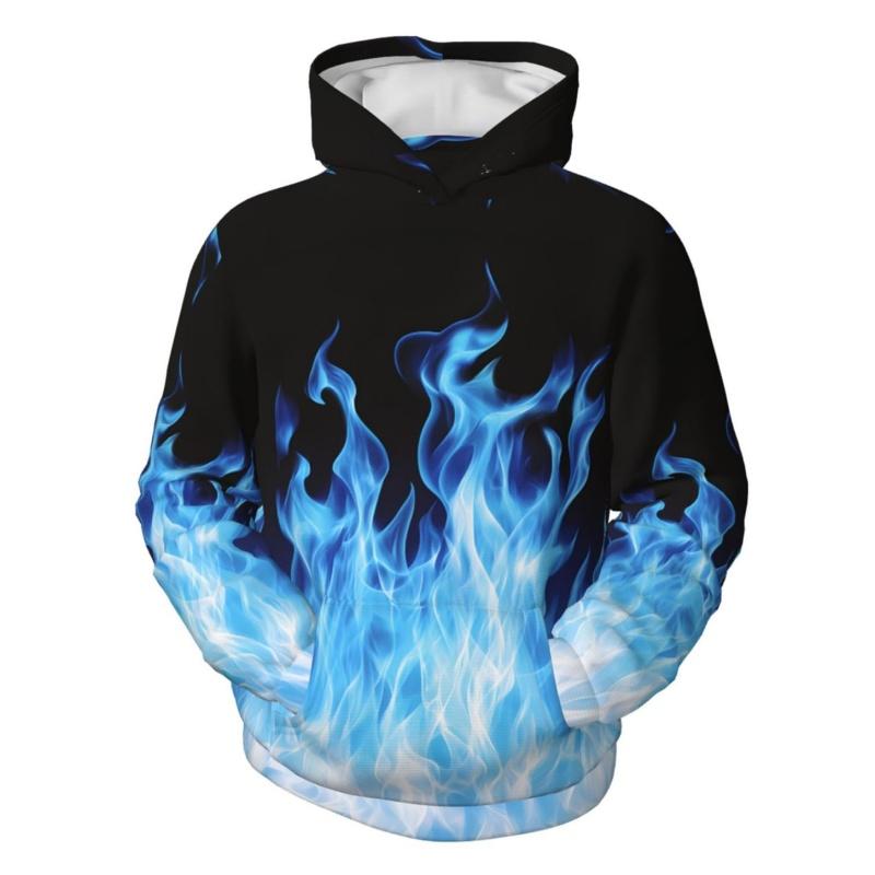 3D Gedruckter Bunter Flammen Hoodie Für Männer Farbverlauf Muster Sweatshirt Herbst Lässige Oberteile Übergroße Pullover Langarm Hoodies