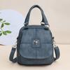 Multifunctional Shoulder Bag Women's Soft Leather Backpack Solid Color Shoulder Bag