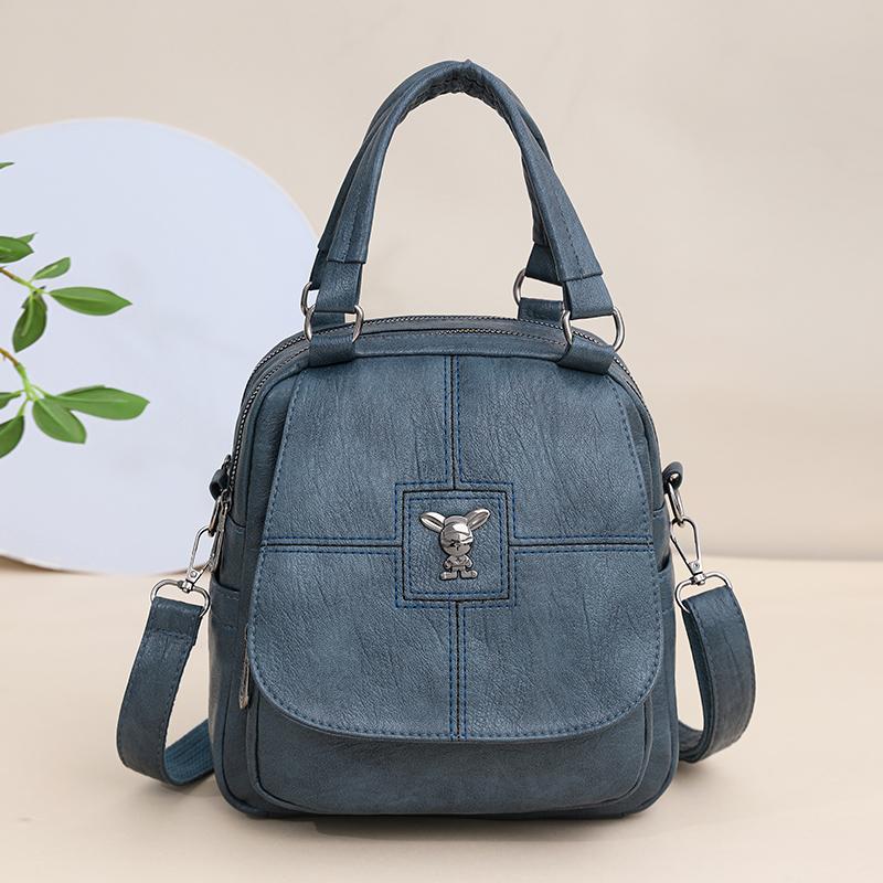 Multifunctional Shoulder Bag Women's Soft Leather Backpack Solid Color Shoulder Bag
