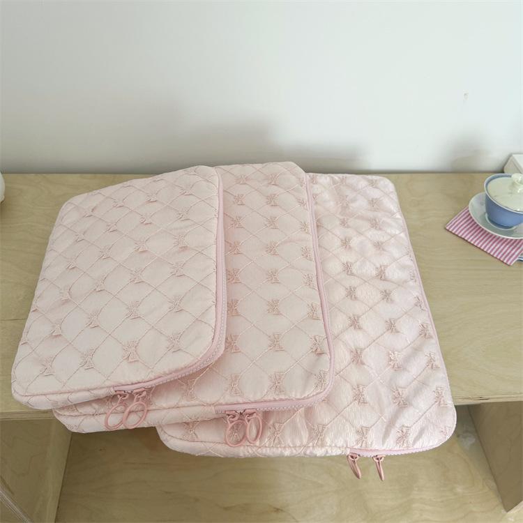 

TS JYL laptop bag,Korean INS Lace Embroidery Bow Tablet Sleeve 11 13 15 Inch Laptop Case 11 рожевий