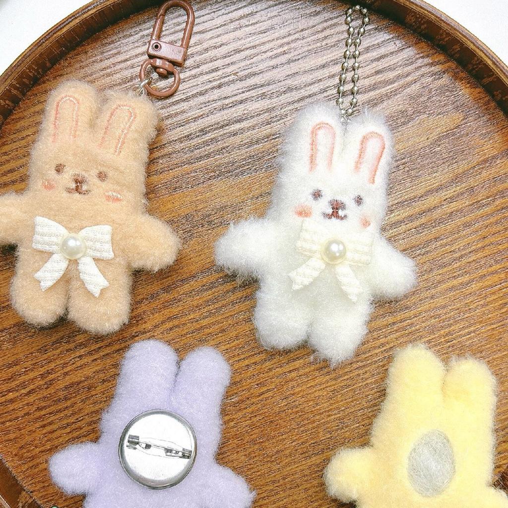 Entzückende Plüschhasen-Schlüsselanhänger Flauschiger Hasen-Schlüsselanhänger Anhänger-Accessoire mit Perlenschleife Tolles Geburtstagsgeschenk