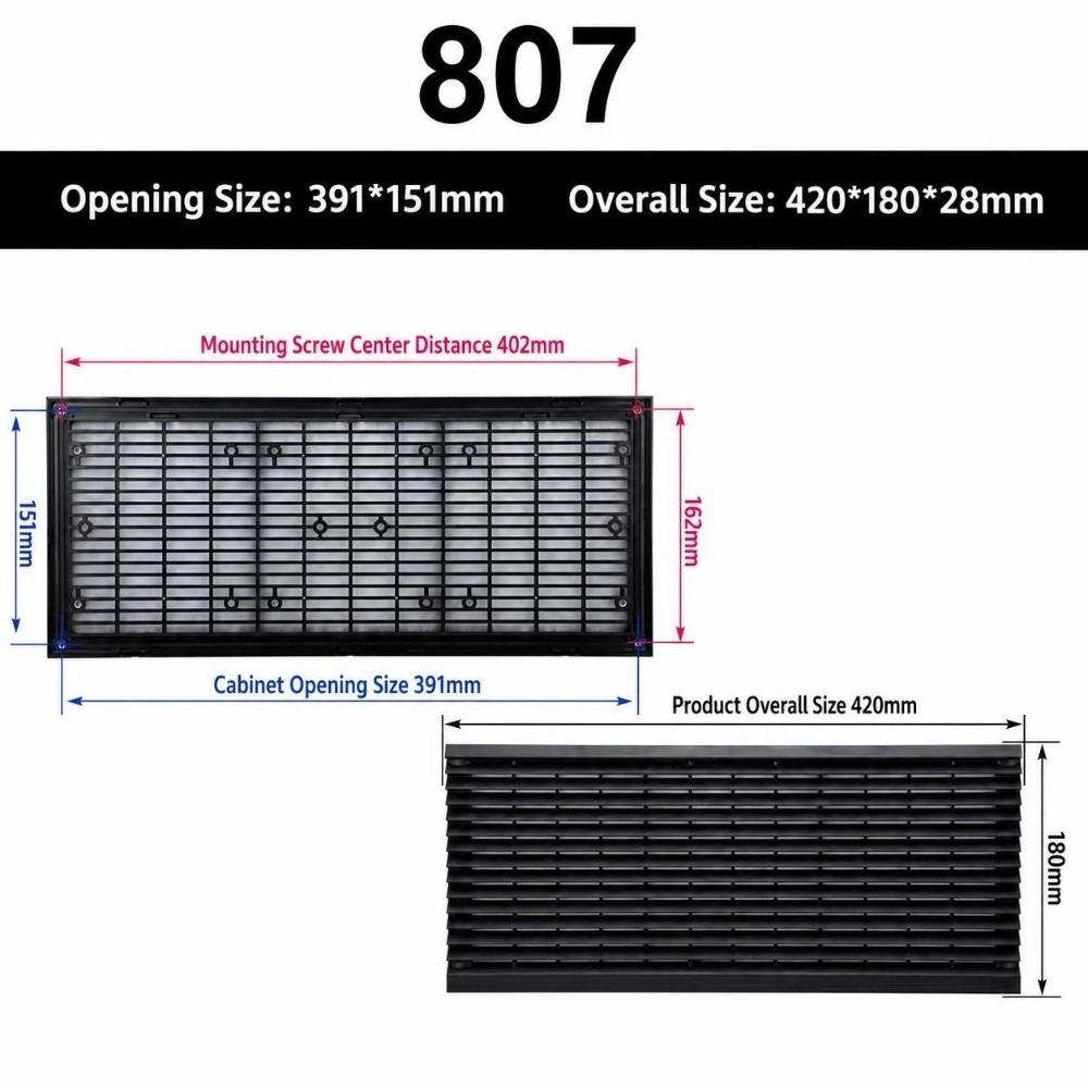 Black Vent Grille Waterproof Louver Vent Air Ventilation System Fan Grille Electric Cabinet