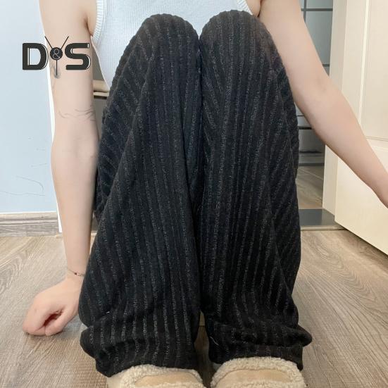 Winter-Pyjama-Hose aus dickem Plüsch, elastischer Bund, locker, warm halten, weites Beindesign, Homewear-Hose für Damen, einfarbig, Lounge-Hose