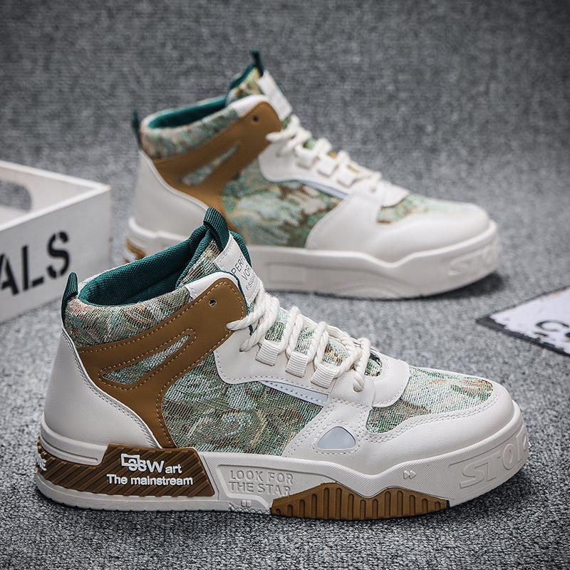 New Men's Shoes for Spring High Top Thick Soled Shoes for Men's Sports and Casual Shoes Fashionable Student Trendy Shoes