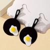 Black Pan Fried Egg Earrings Earrings Cartoon Creative Flat Cute Sweet