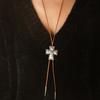 Damen Coole Choker Kreuzanhänger Halsband Schlüsselbeinkette Choker Bolo Tie Lariat Stil Kragen Schmuck