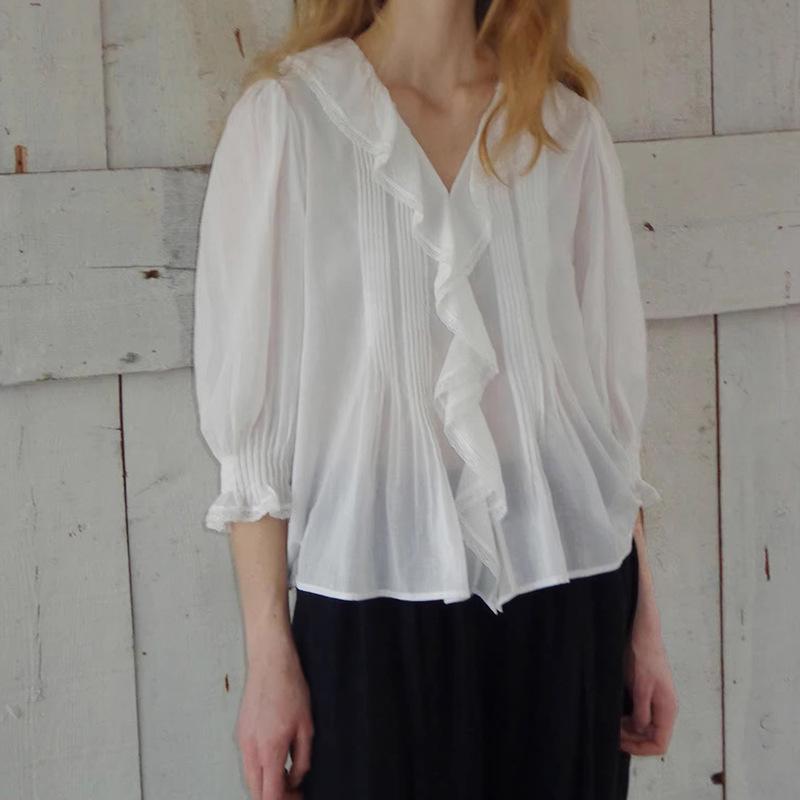 Romantic Lace Ruffle Collar 3/4 Sleeve Shirt & Skirt - Spring 2026 Style Small