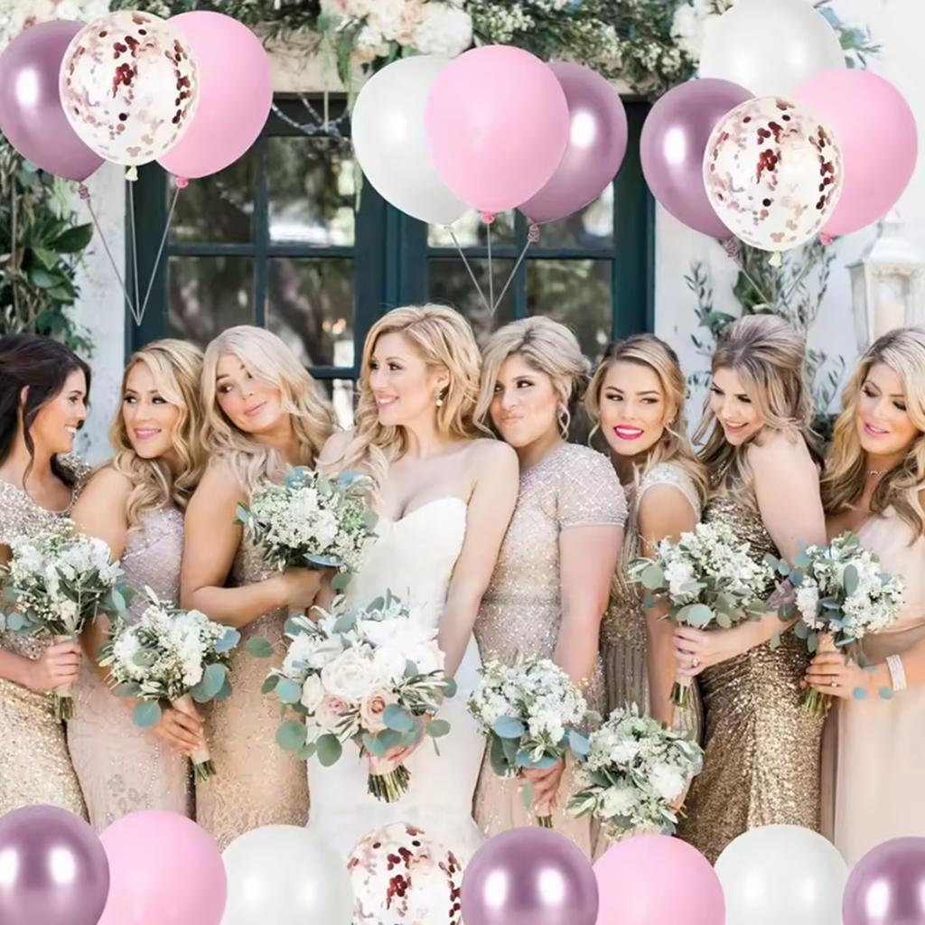 10inch 30/50pcs Pink Latex Balloon Set, Suitable for Weddings, Birthdays, Themed Parties, Pre Wedding Parties, Family Gatherings