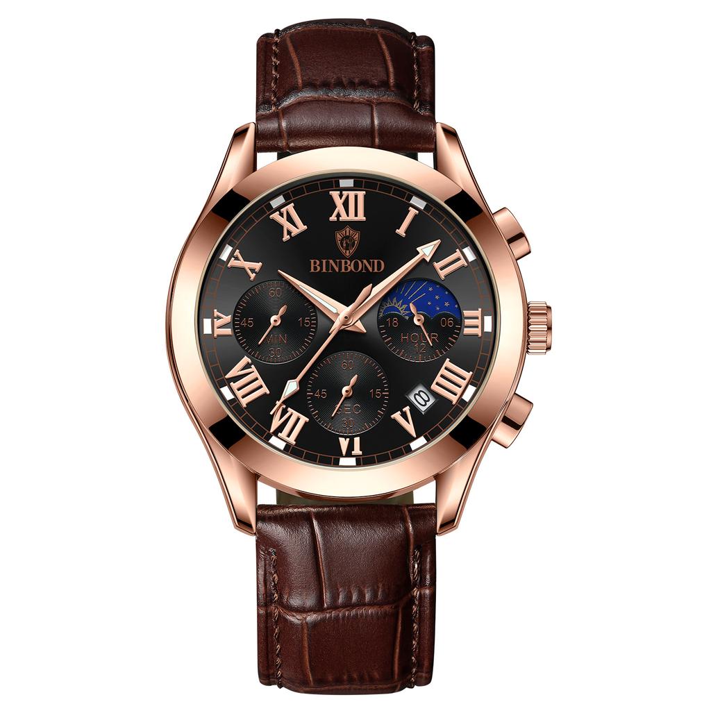 BINBOND With Gift Box Luxury Crocodile Leather Watch Analog Quarzt Wirst Watches Trendy Gifts