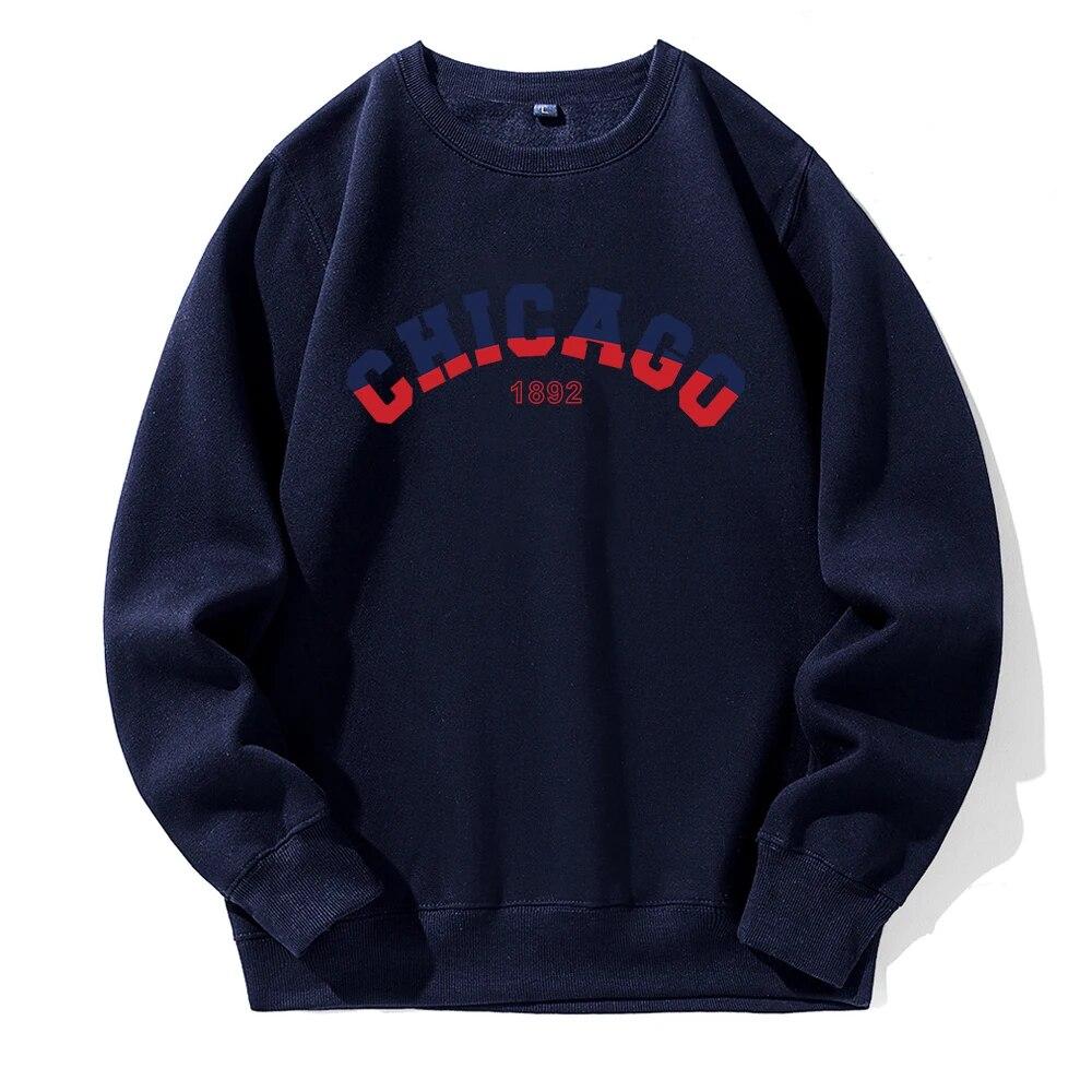 Chicago 1892 Red Blue Contrasting Design Unisex Sweatshirt Novelty Fashion Hooded O-Neck Casual Clothing Customize Loose Hoodies