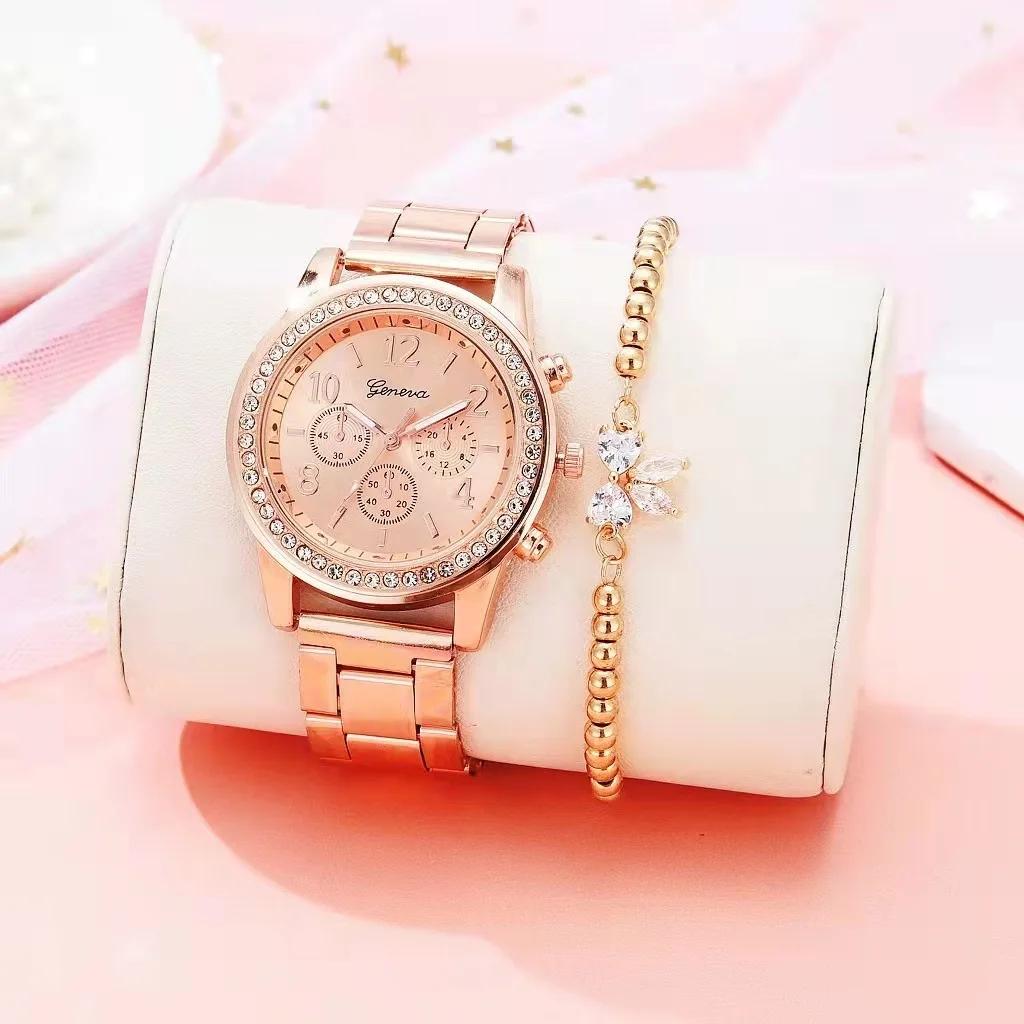 New Fashion Women Diamond Rose Gold Watch Luxury Reloj Mujer Wristwatch Female Casual Stainless Steel Quartz Watches Clock