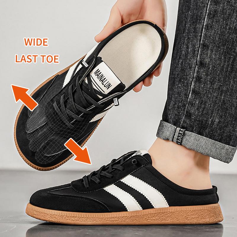 Popular large-size men's shoes, fattened wide last slippers, round head lace-up casual big head slippers