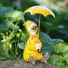 Holding Umbrella Duck Statue Outdoor Garden Yard Yellow Umbrella Duck Figurine Resin Animal Sculpture