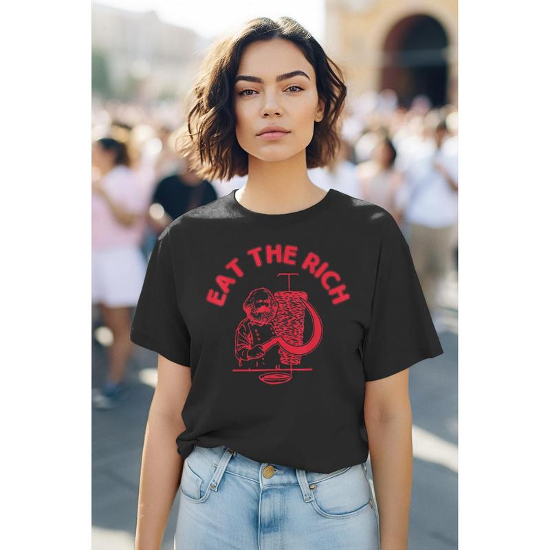 Karl Marx Jezte Döner Bohatý Socialismus Tričko, Bílé Tričko Unisex Pro Muže Dárek Bavlněné Chlapec