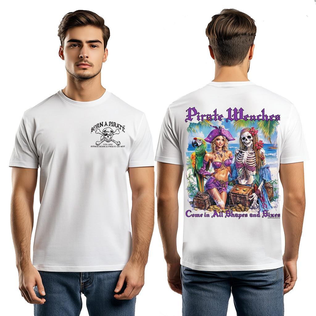 Born a Pirate T-Shirt Brand Pirate Wenches Skeleton Tee Great Pirate Lovers S разноцветный