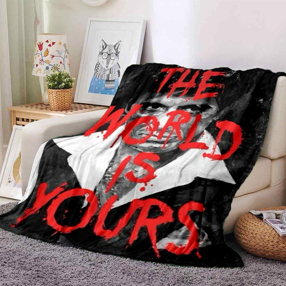 

1pc Scarface-Inspired Flannel Blanket - Soft Cozy All-Season Throw for Bedroom, Sofa, Camping, Travel - Perfect Gift for Movie FansB06 80cmx120cm(31inx47in)