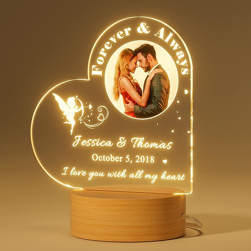 Bemaystar Personalized Mothers-Day Gift: Acrylic LED Night Light with Picture, Gifts for Mom, Stepmom, Mother In Law