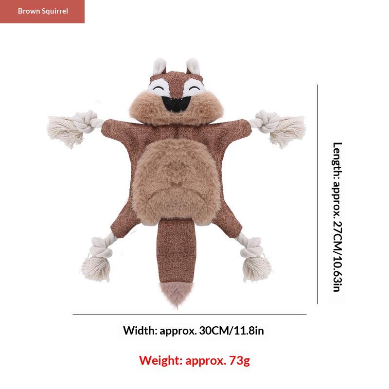 Eco-Friendly Cartoon Dog Plush Chew Toy with Rope and Crinkle Paper Inside (Brown,28cm) коричневый